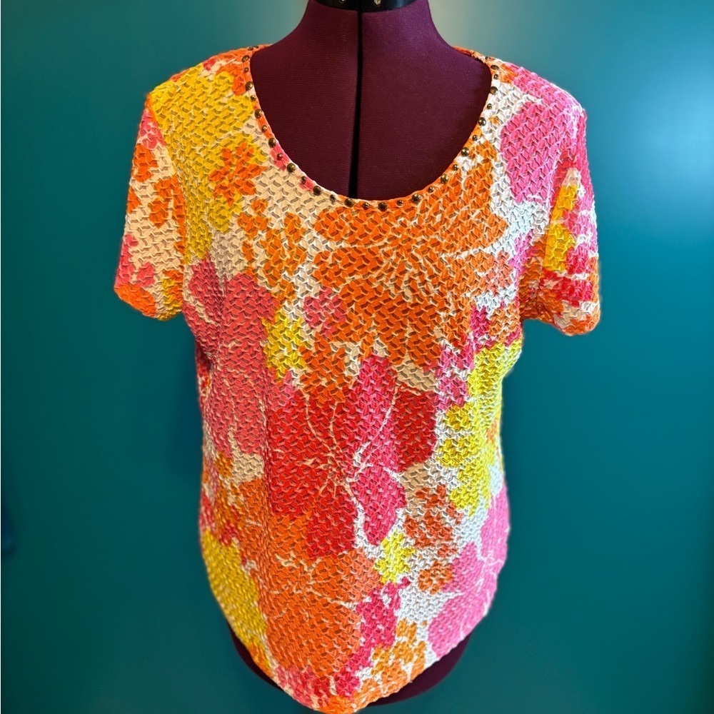 Hearts of Palm Pink and Orange Short Sleeve Tee